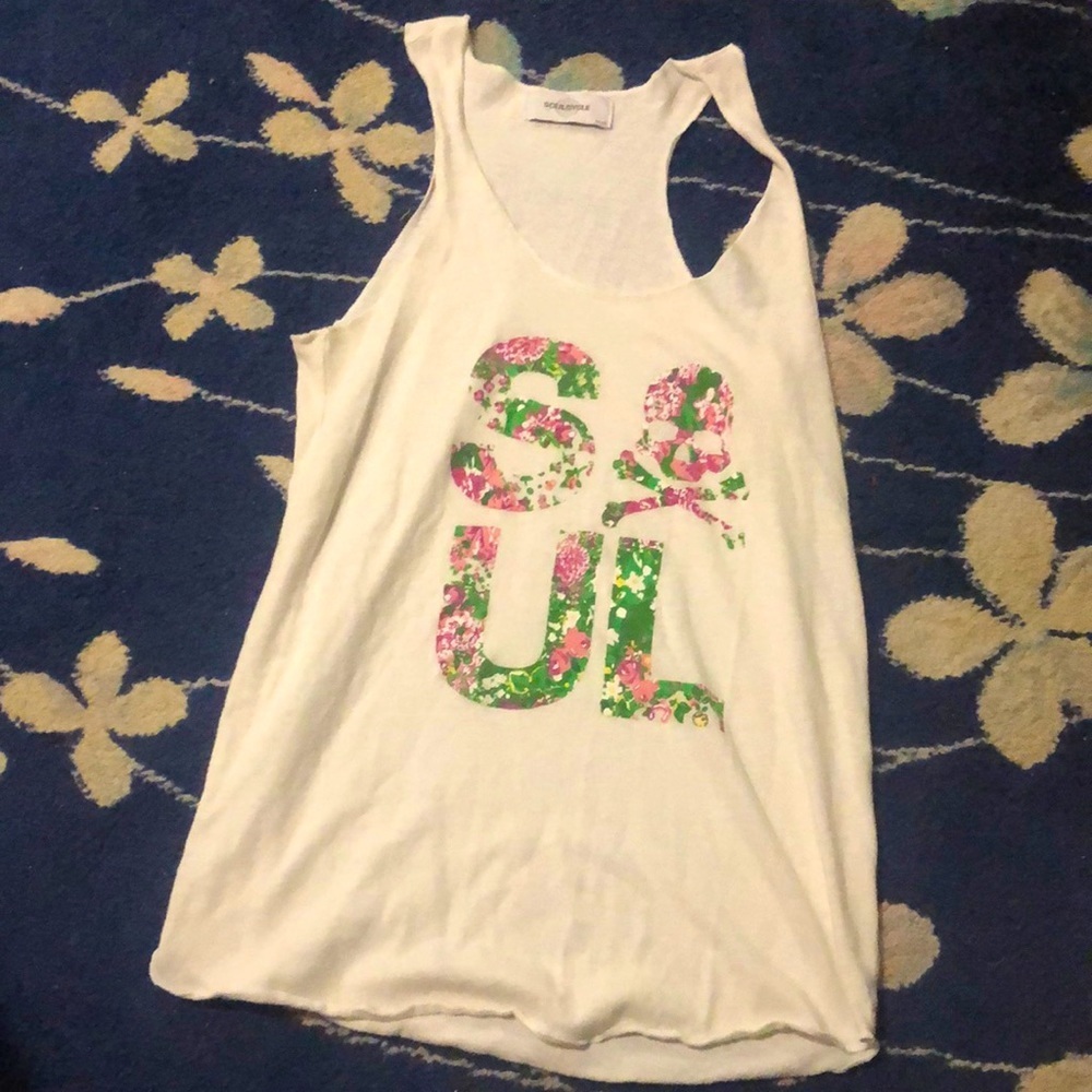 SoulCycle white muscle tank L